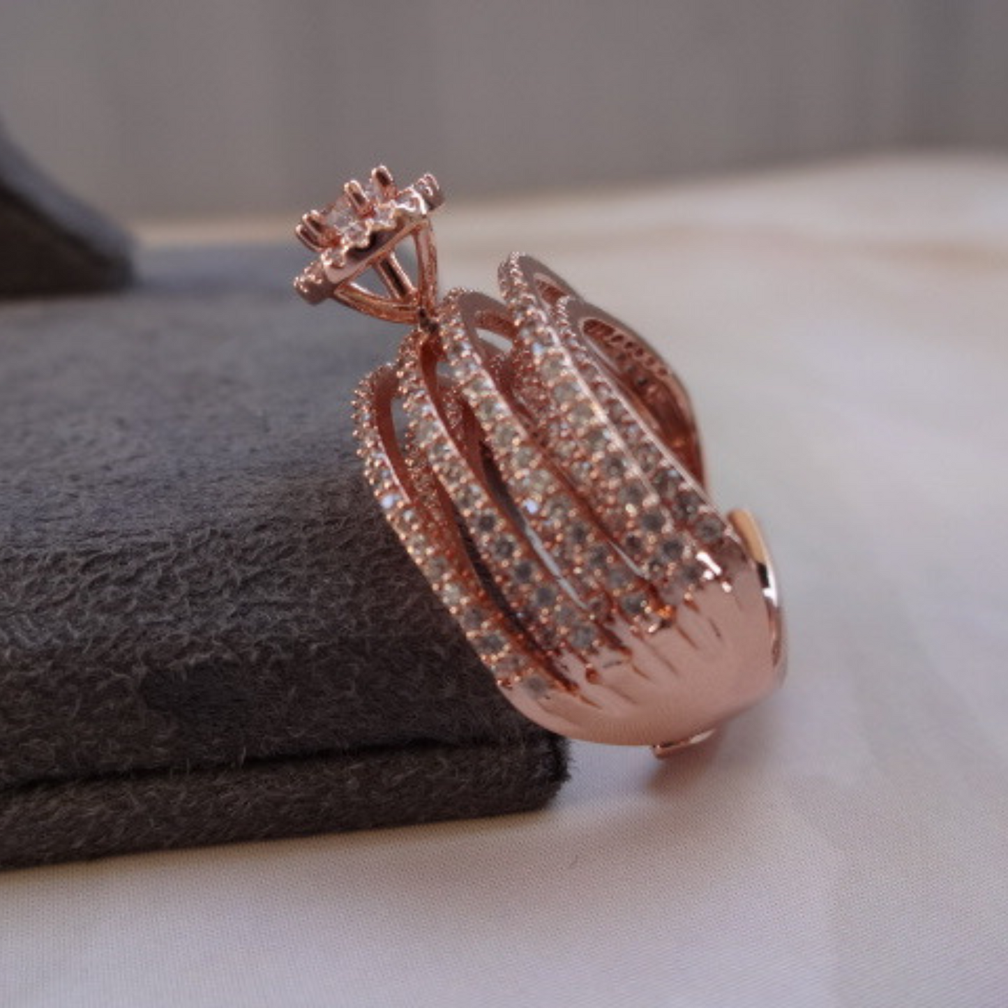 Rodium Plated Adjustable American Diamond Solitaire Ring – Perfect Fit & Timeless Elegance