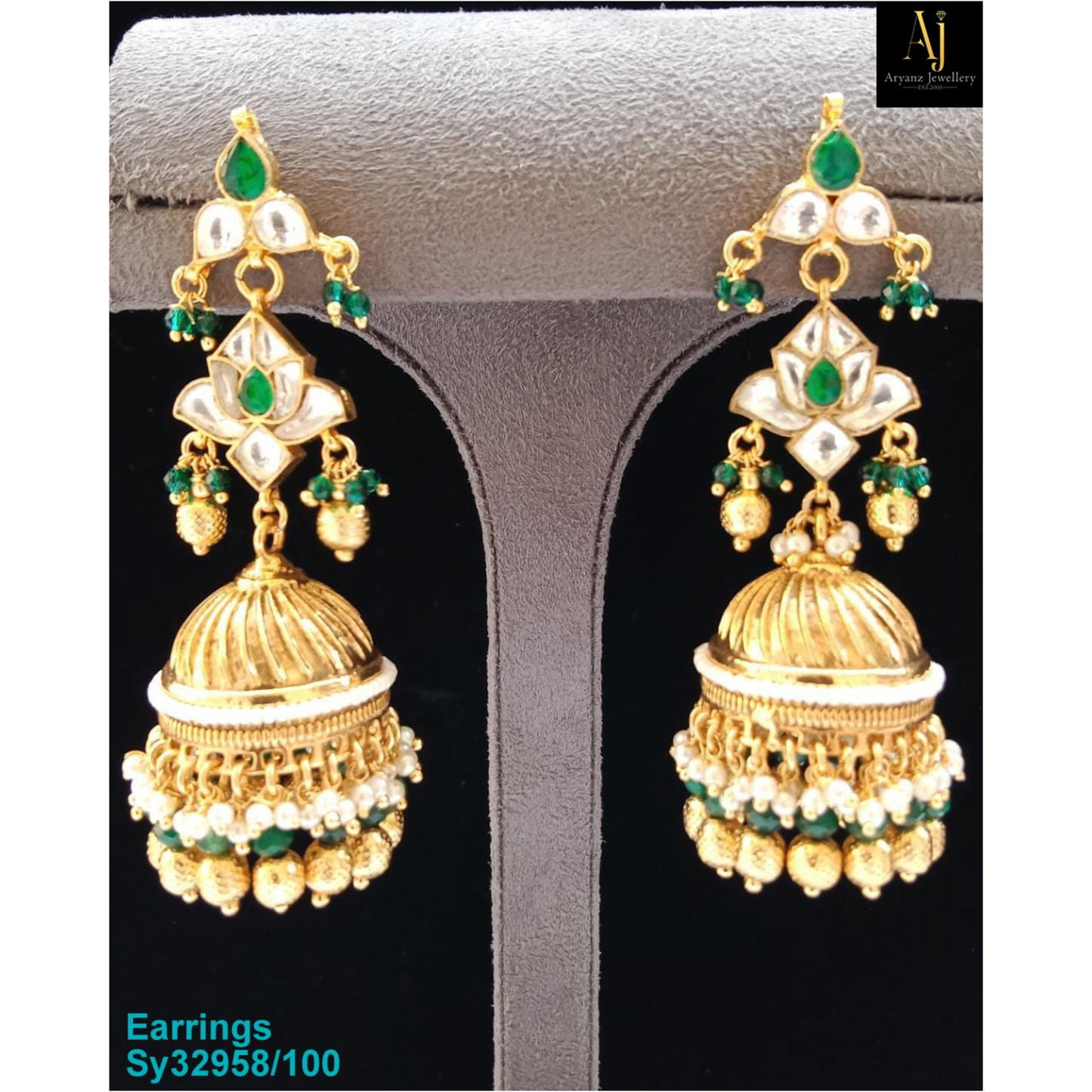 Gold-plated Kundan Jhumki