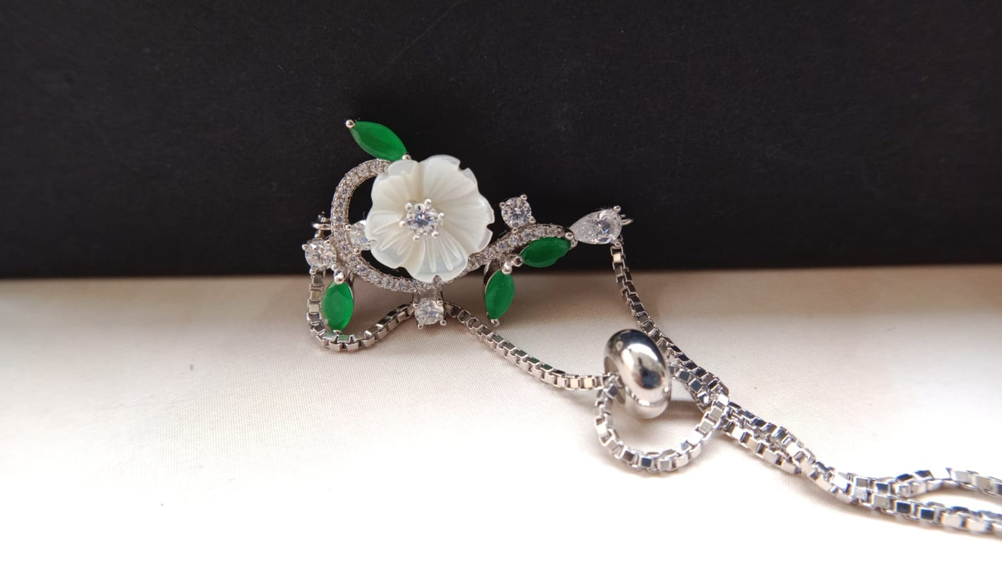 925 Silver - Emerald Floral Bracelet
