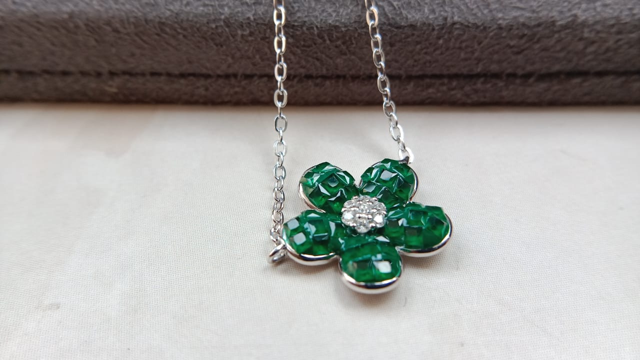 925 Silver -Emerald Floral Bracelet