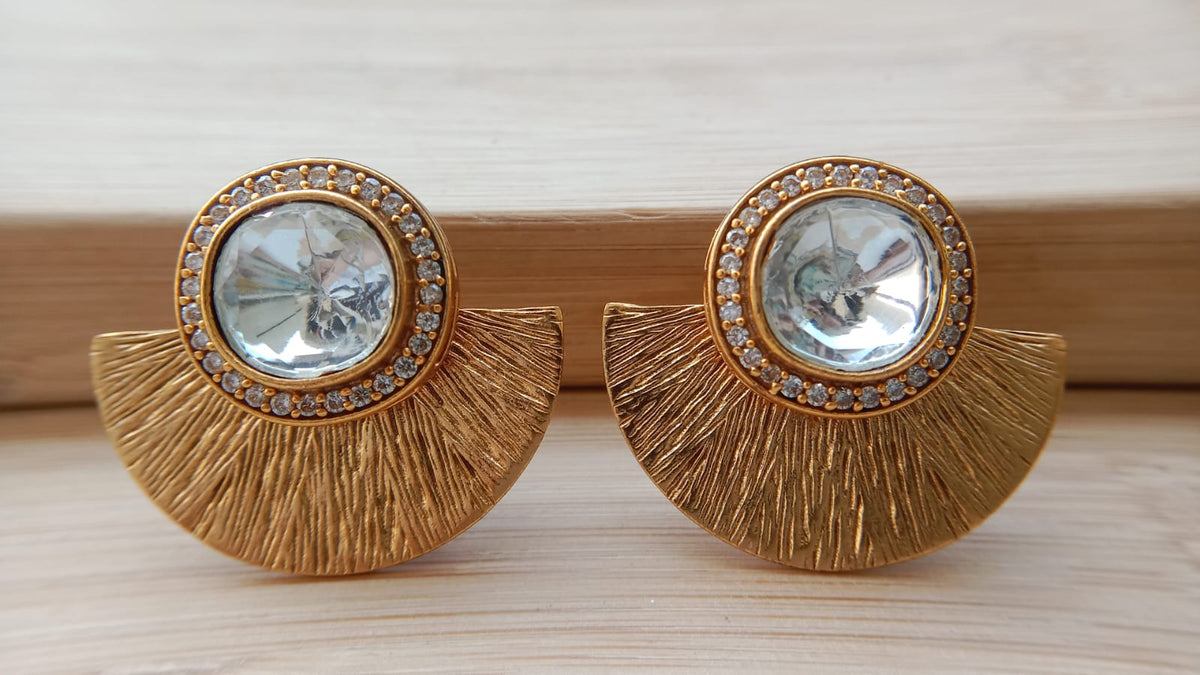 Gold-Tone Polki Statement Earrings