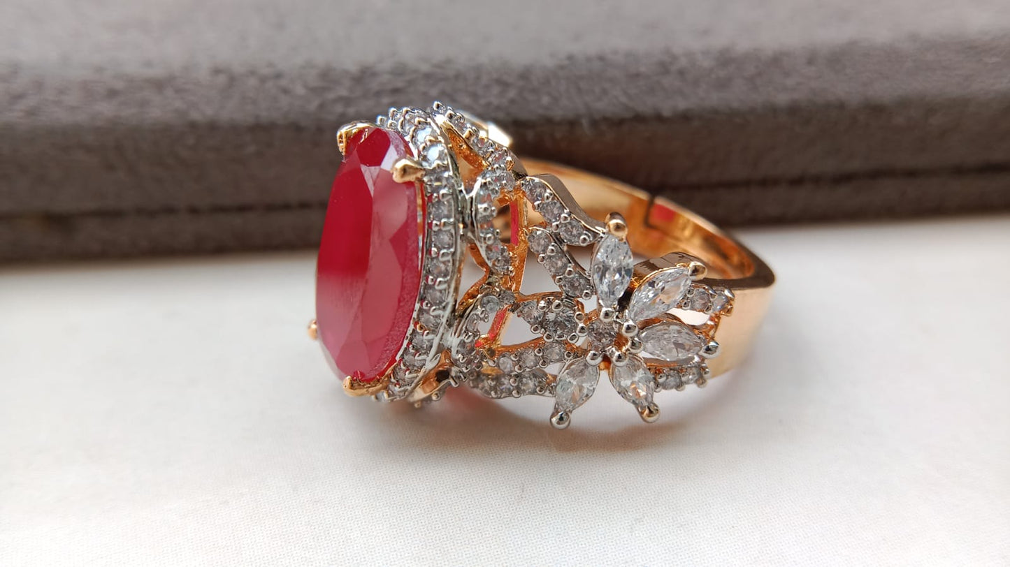 Premium Multi-Stone Designer Statement Oval Ring