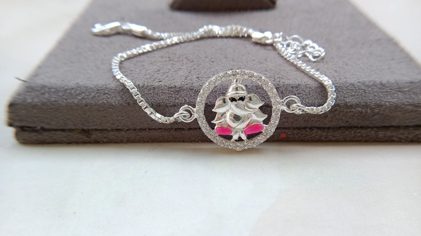 925 Pure silver Ganpati Rakhi