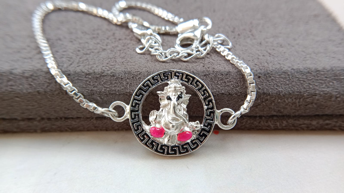 925 Pure Silver Ganesh Ji Rakhi