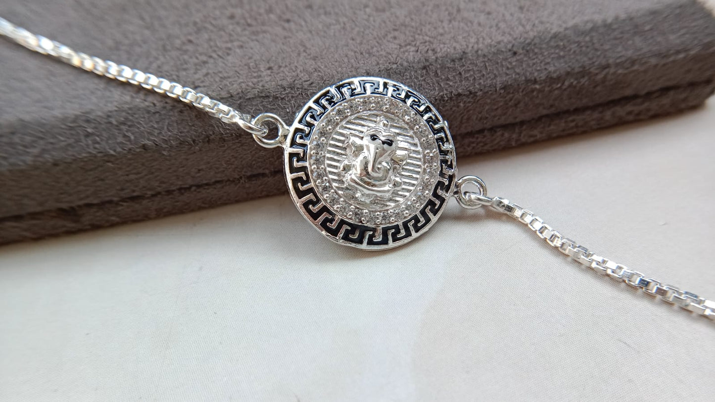 925 Pure Silver Ganesh Rakhi