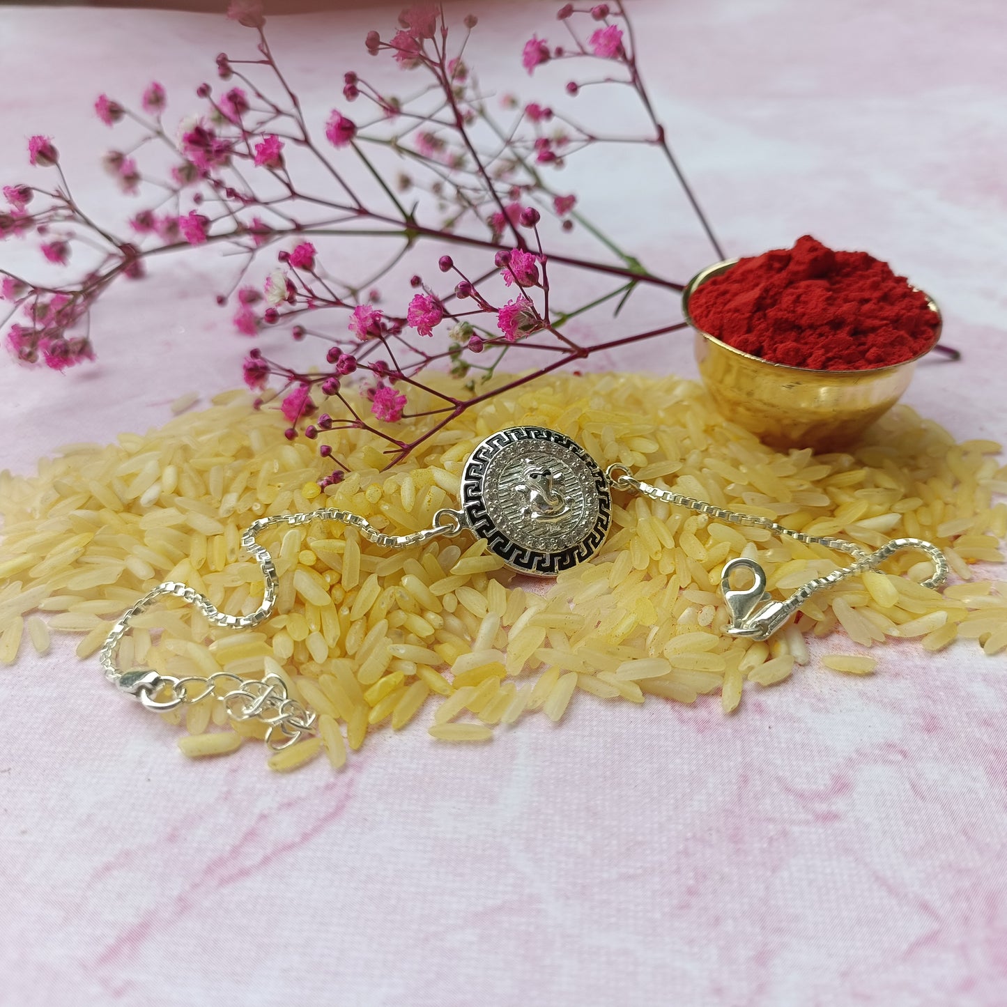 925 Pure Silver Ganesh Rakhi