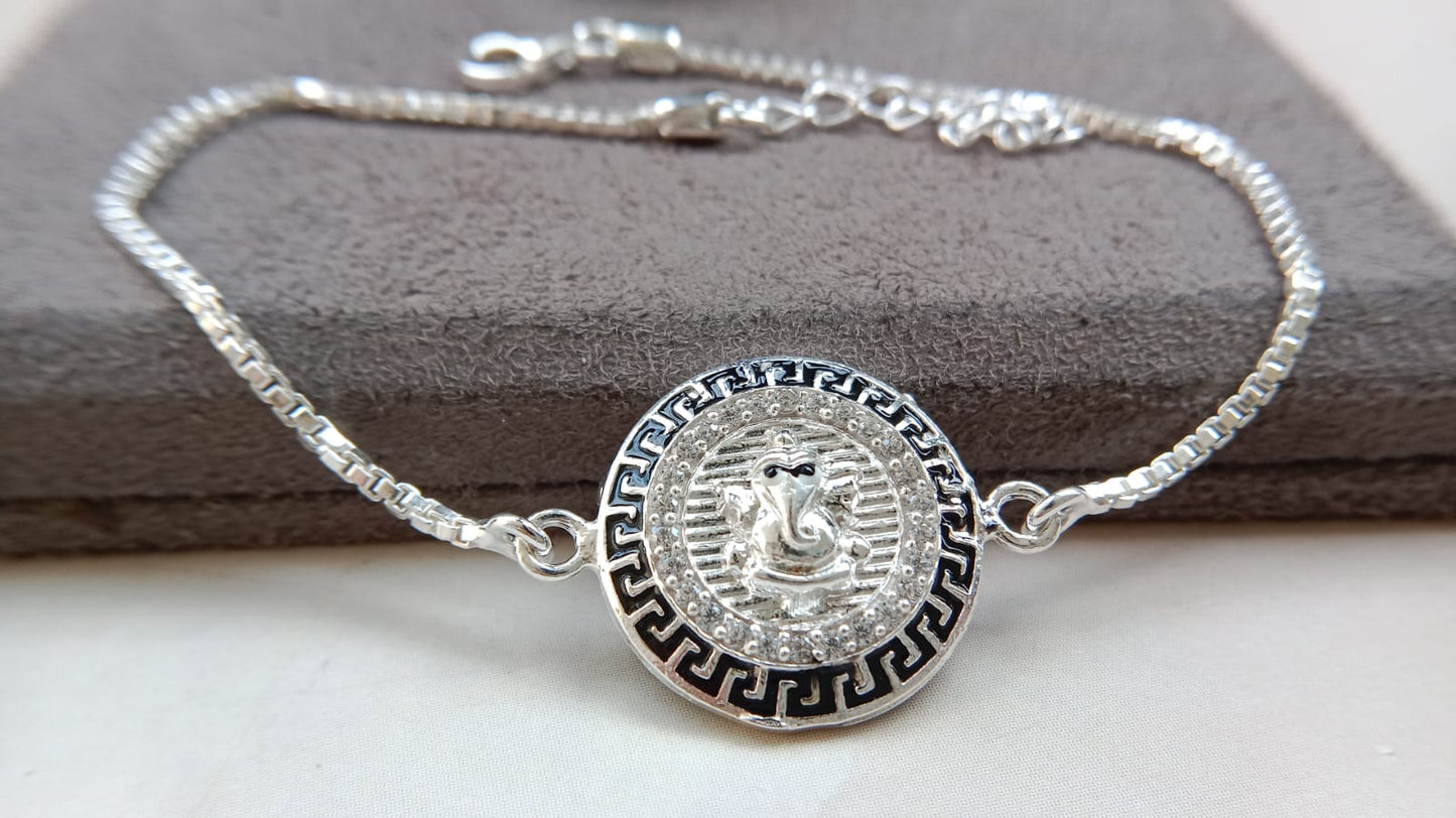 925 Pure Silver Ganesh Rakhi