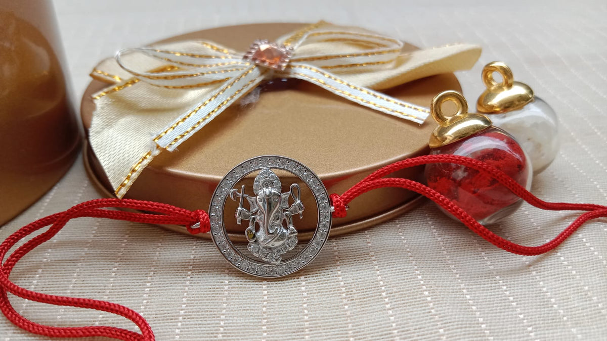 92.5 Pure Silver Ganesh Rakhi