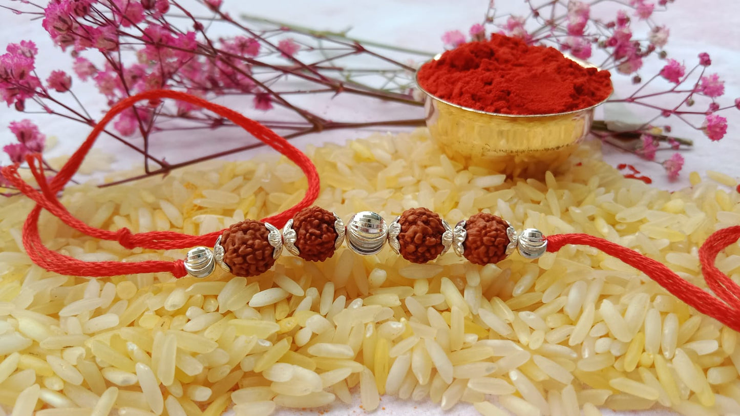 925 Pure Silver Rudraksh Rakhi