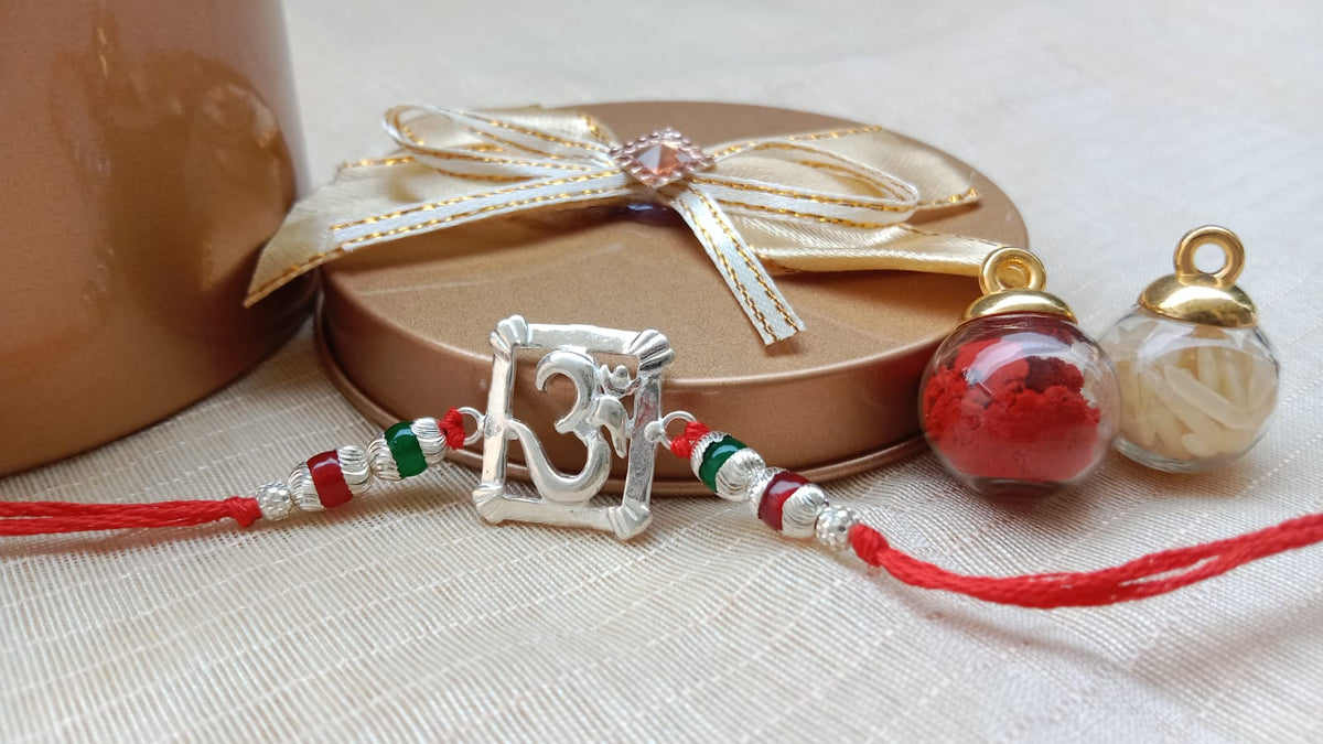 92.5 Pure Silver Square Om Rakhi