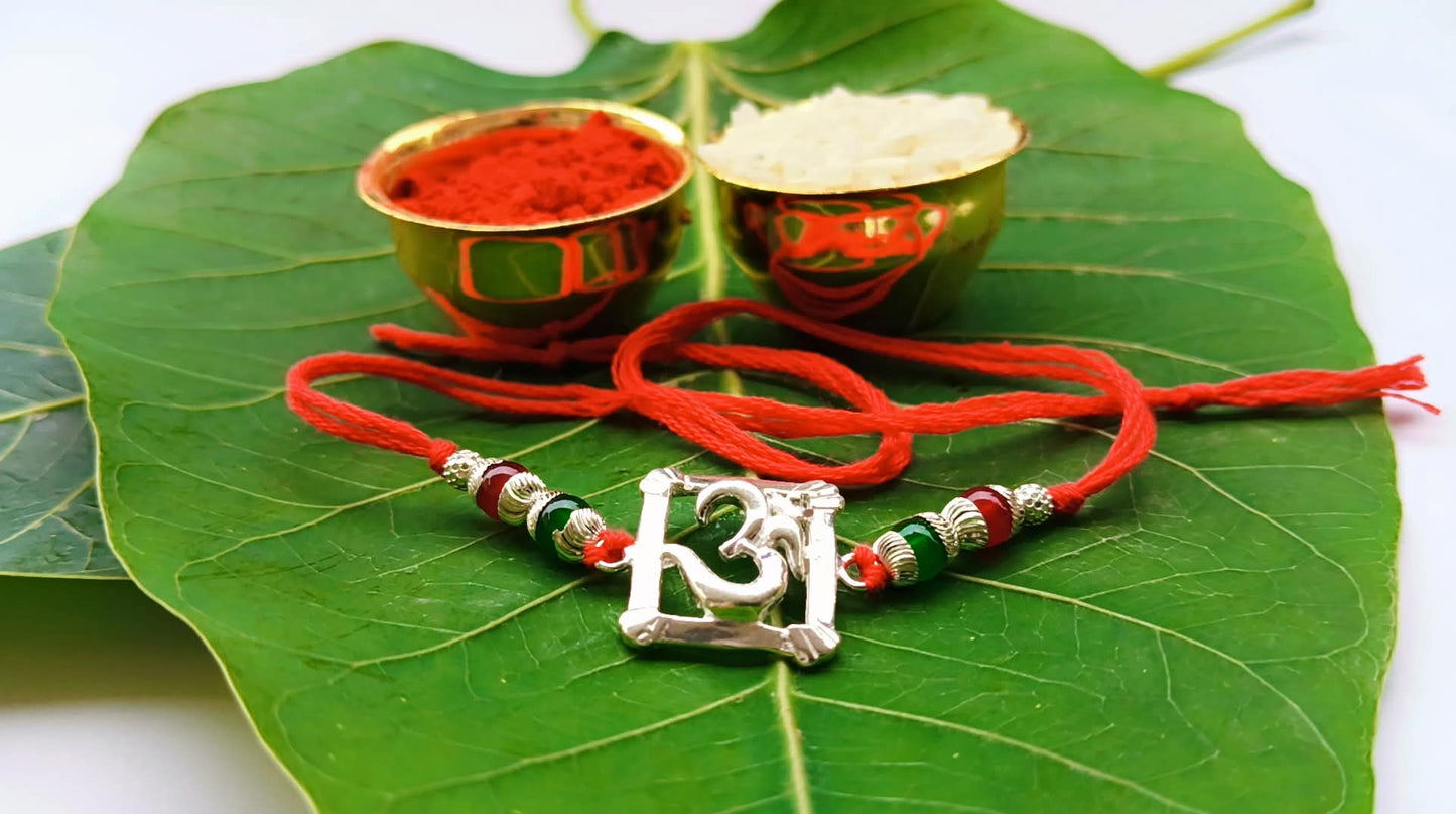 92.5 Pure Silver Square Om Rakhi