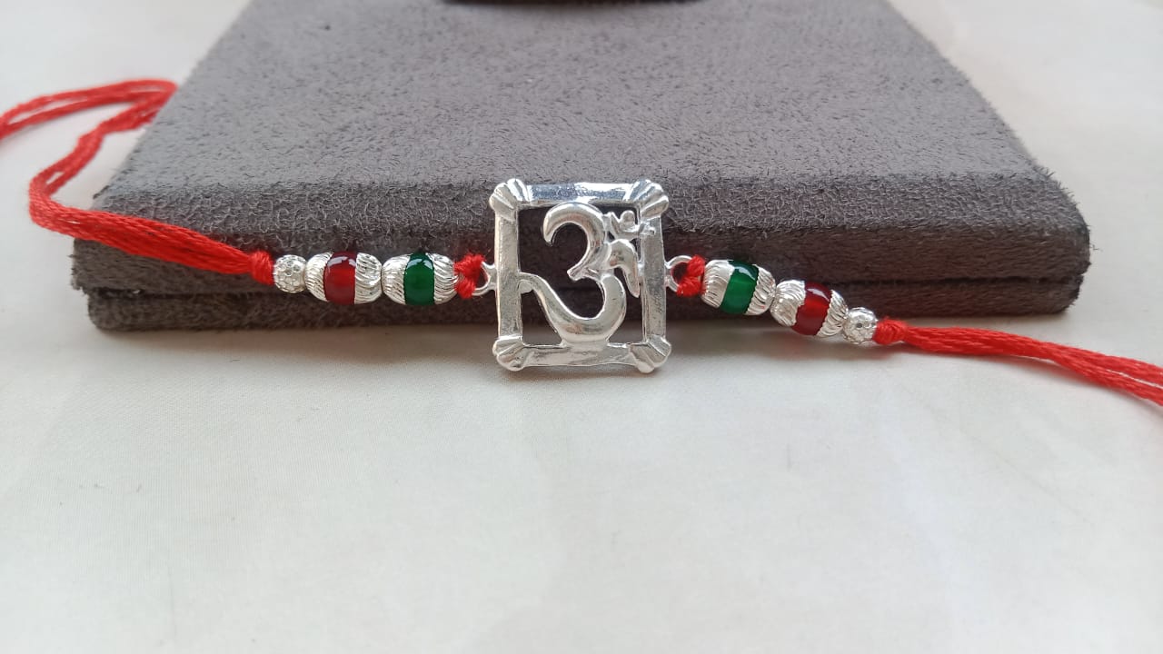 92.5 Pure Silver Square Om Rakhi