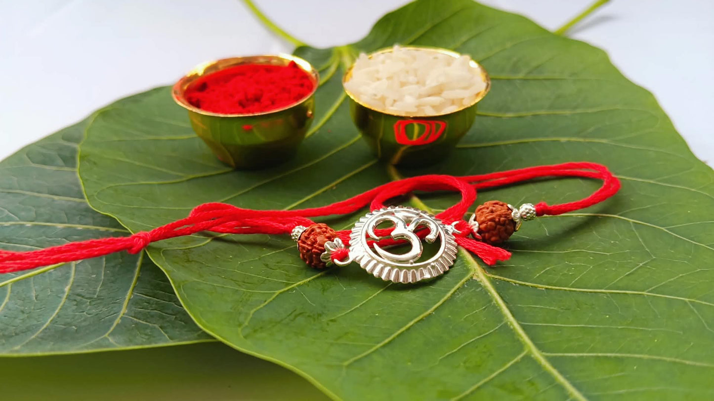 92.5 Pure Silver Om Rakhi