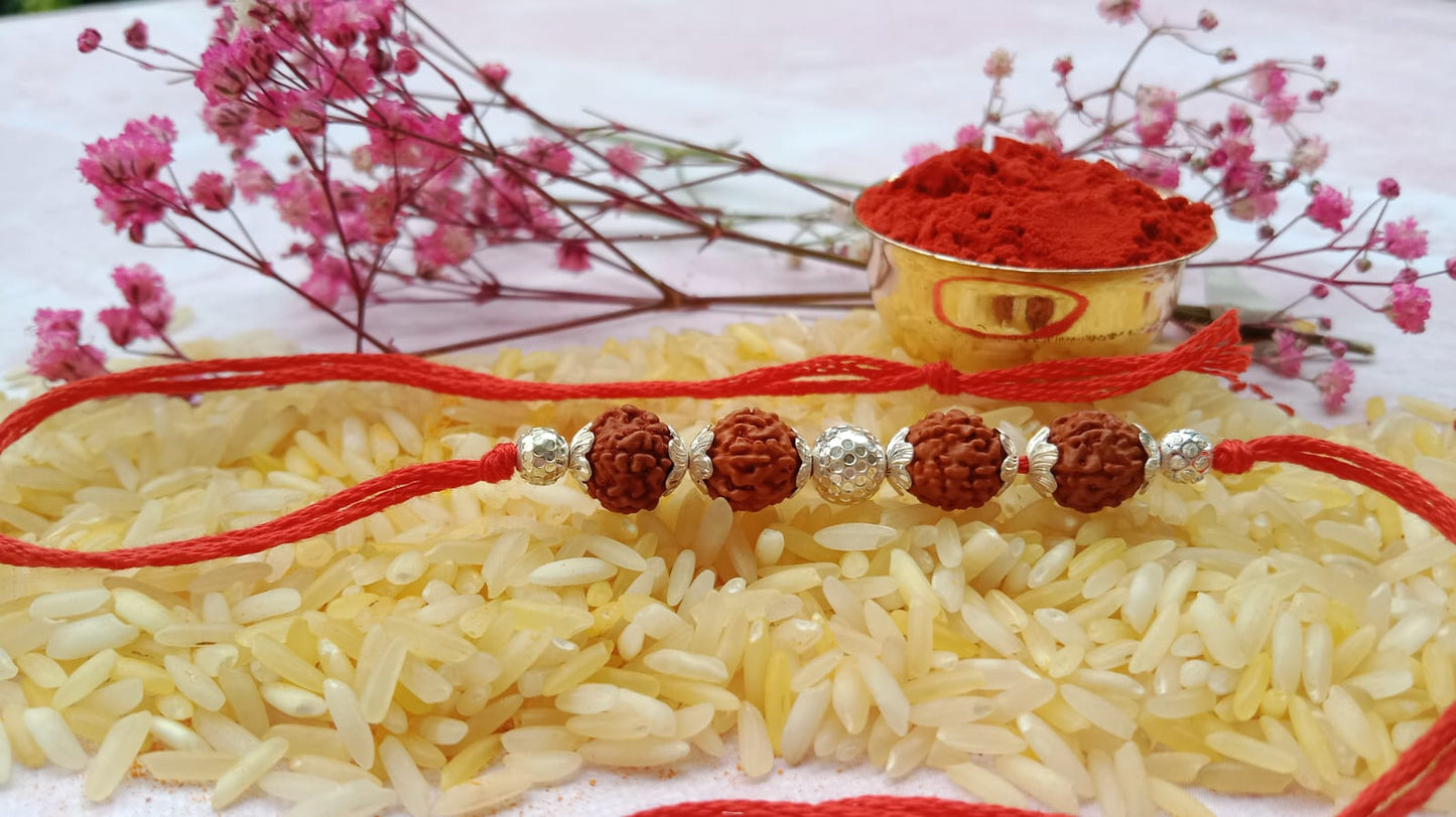 925 Pure Silver and Rudraksh Rakhi