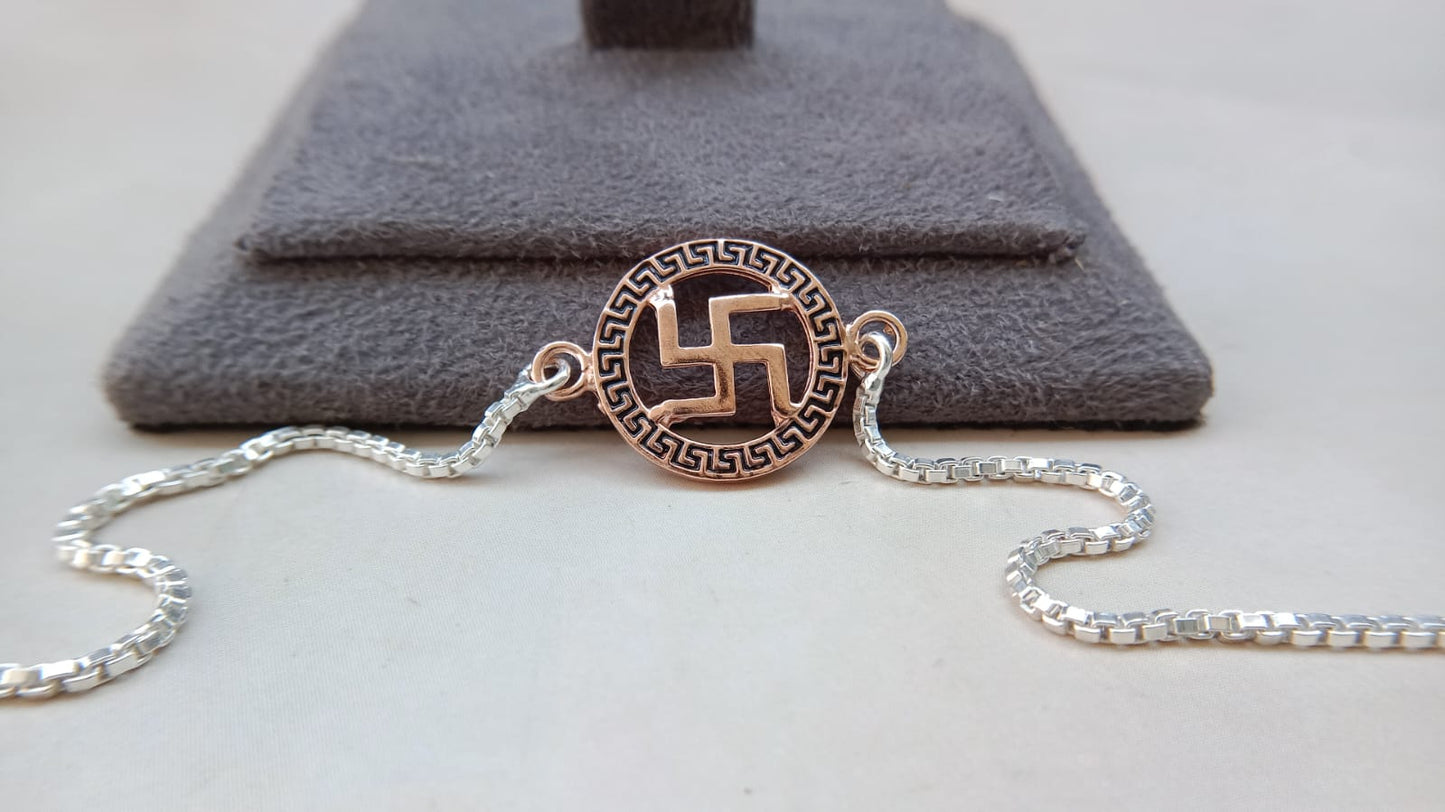 925 Sterling Silver Rakhi – Designer Religious Rakhi for Brother
