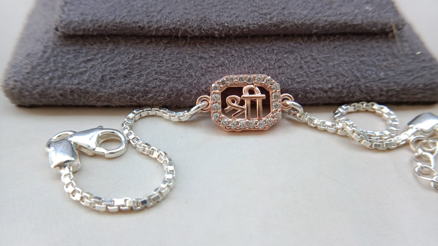 925 Pure Silver Designer Rakhi with Elegant Rose Gold Finish ( kids)