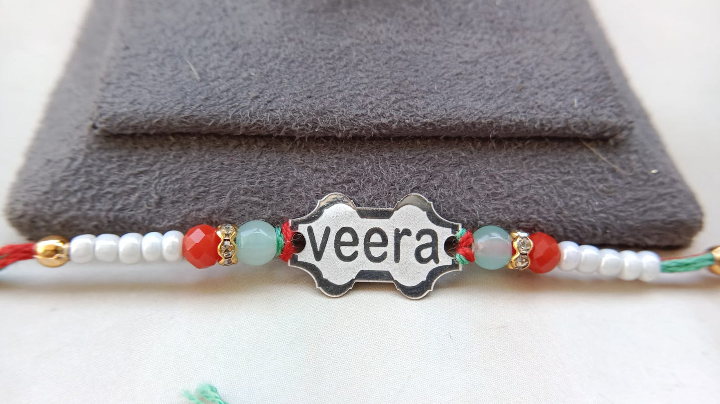 Veera 925 Pure Silver Personalized Rakhi – Premium Design