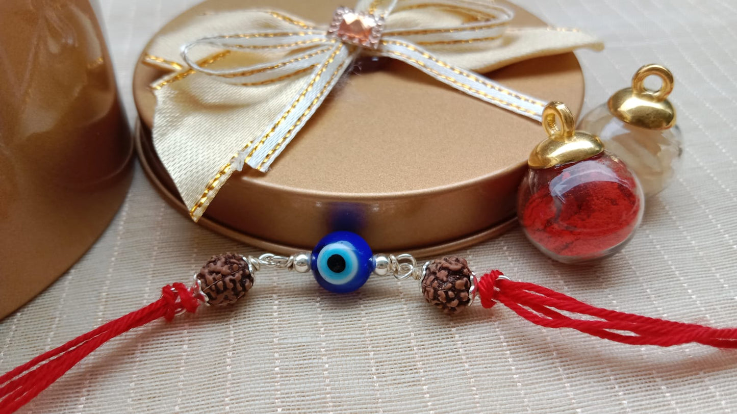 925 Sterling Silver Evil Eye Rudraksh Rakhi