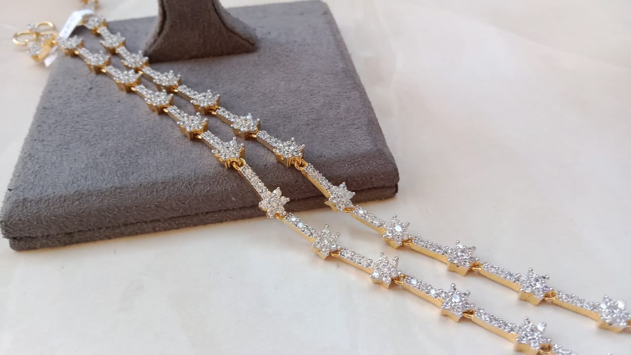 AD Star Design Anklet | Dual Plated Sparkling Payal