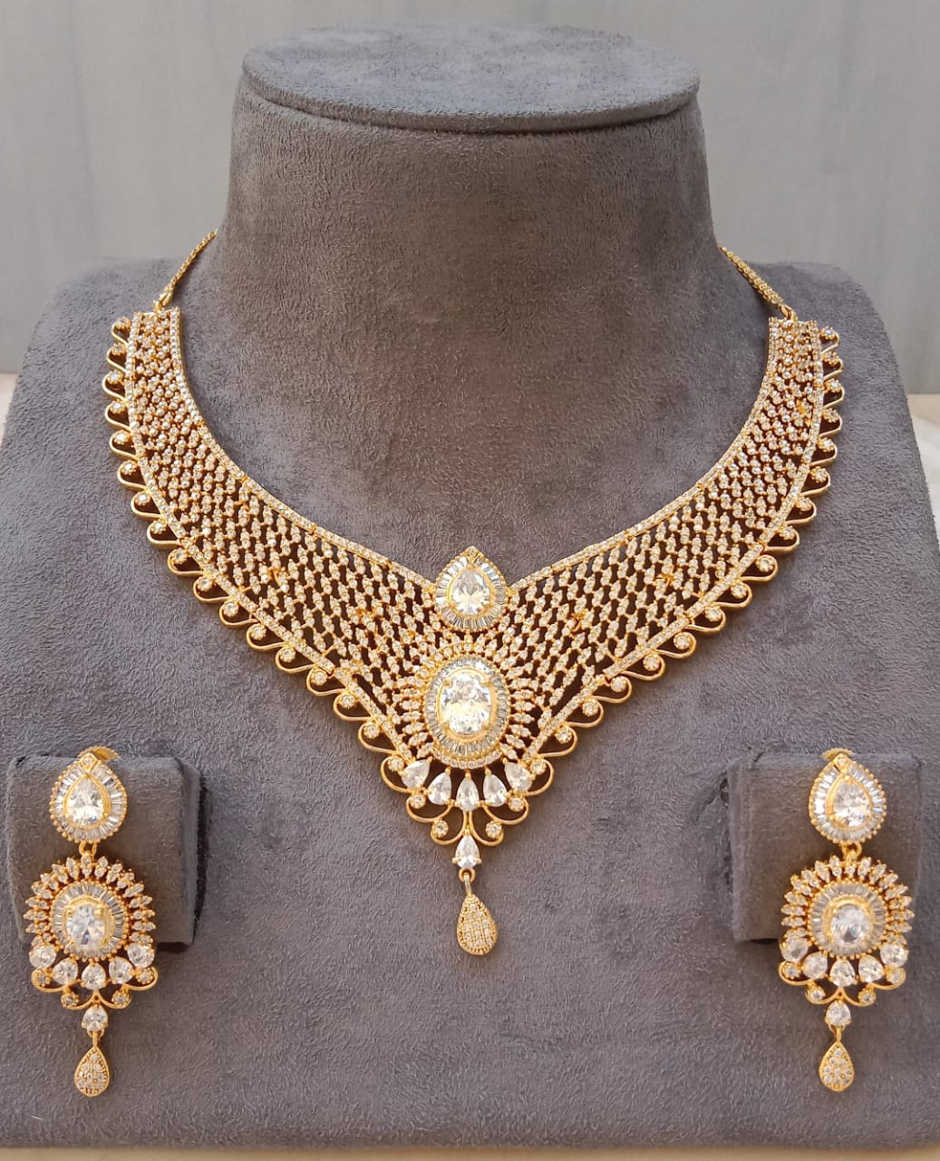 Gold Plated American Diamond Set