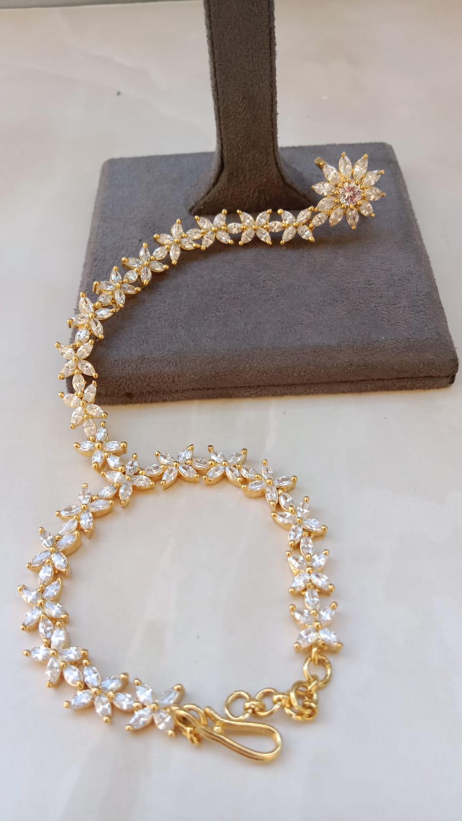 Gold plated American Diamond Haathphool