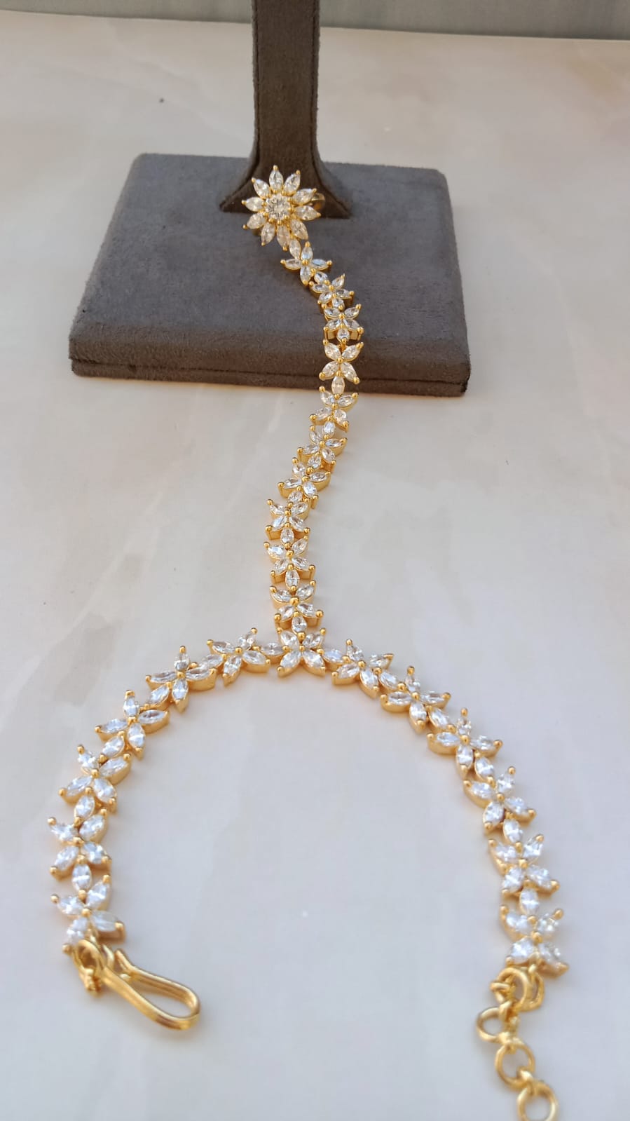 Gold plated American Diamond Haathphool