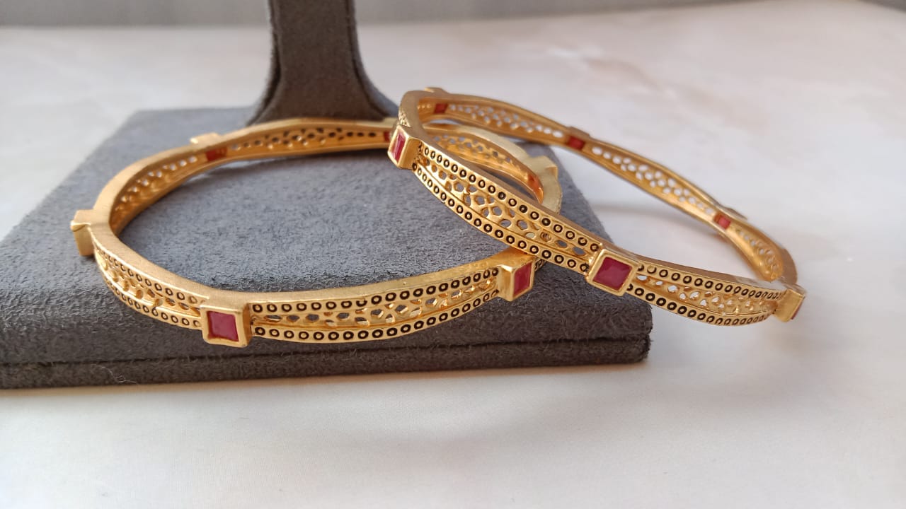 Gold-Plated Pair of Bangles