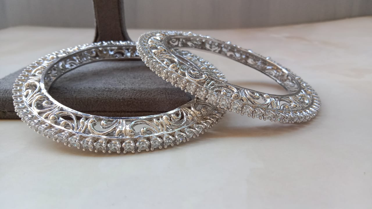 Rodium Pacheli Bangle Pair
