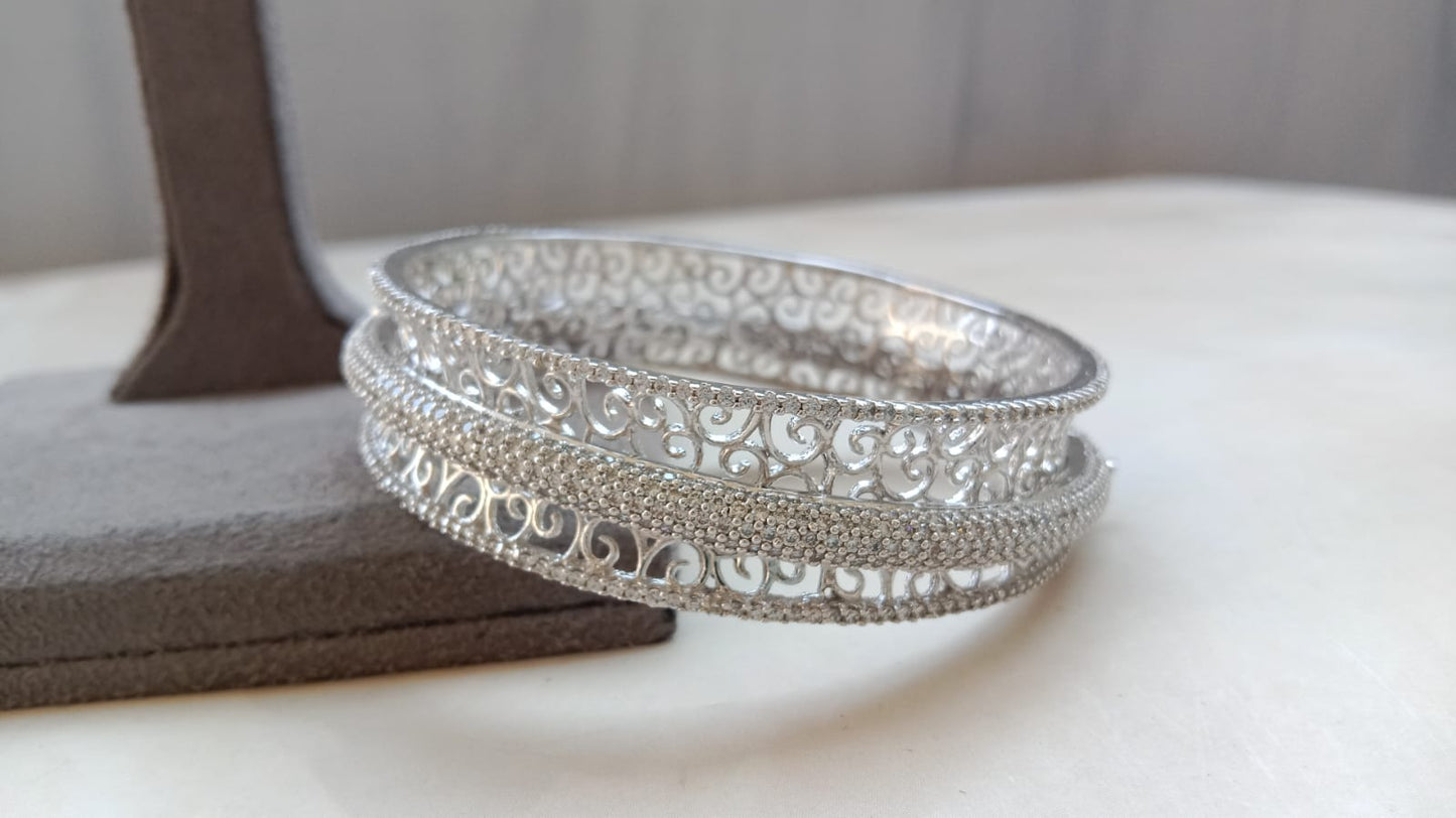 Rodium plated Dual Bangle