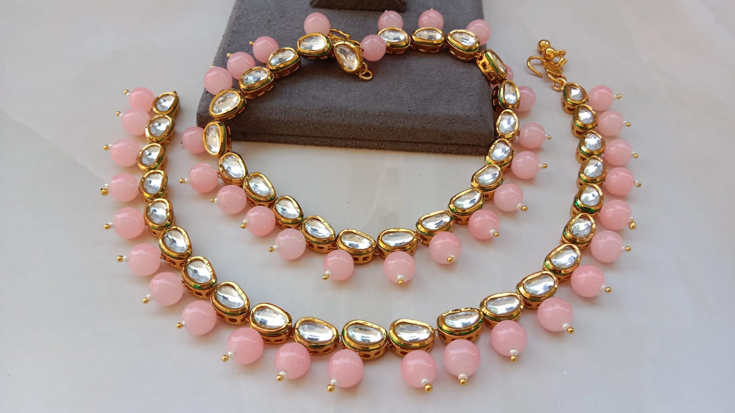 Pink Kundan Payal