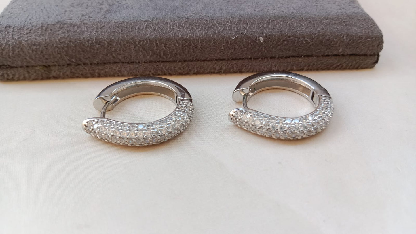 Rodium-Plated AD Bali Earrings