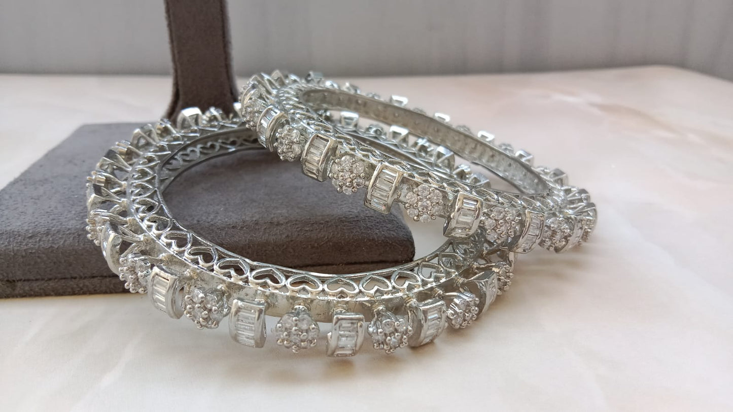 Silver Alloy Based Pacheli Bangle Rhodium Plating