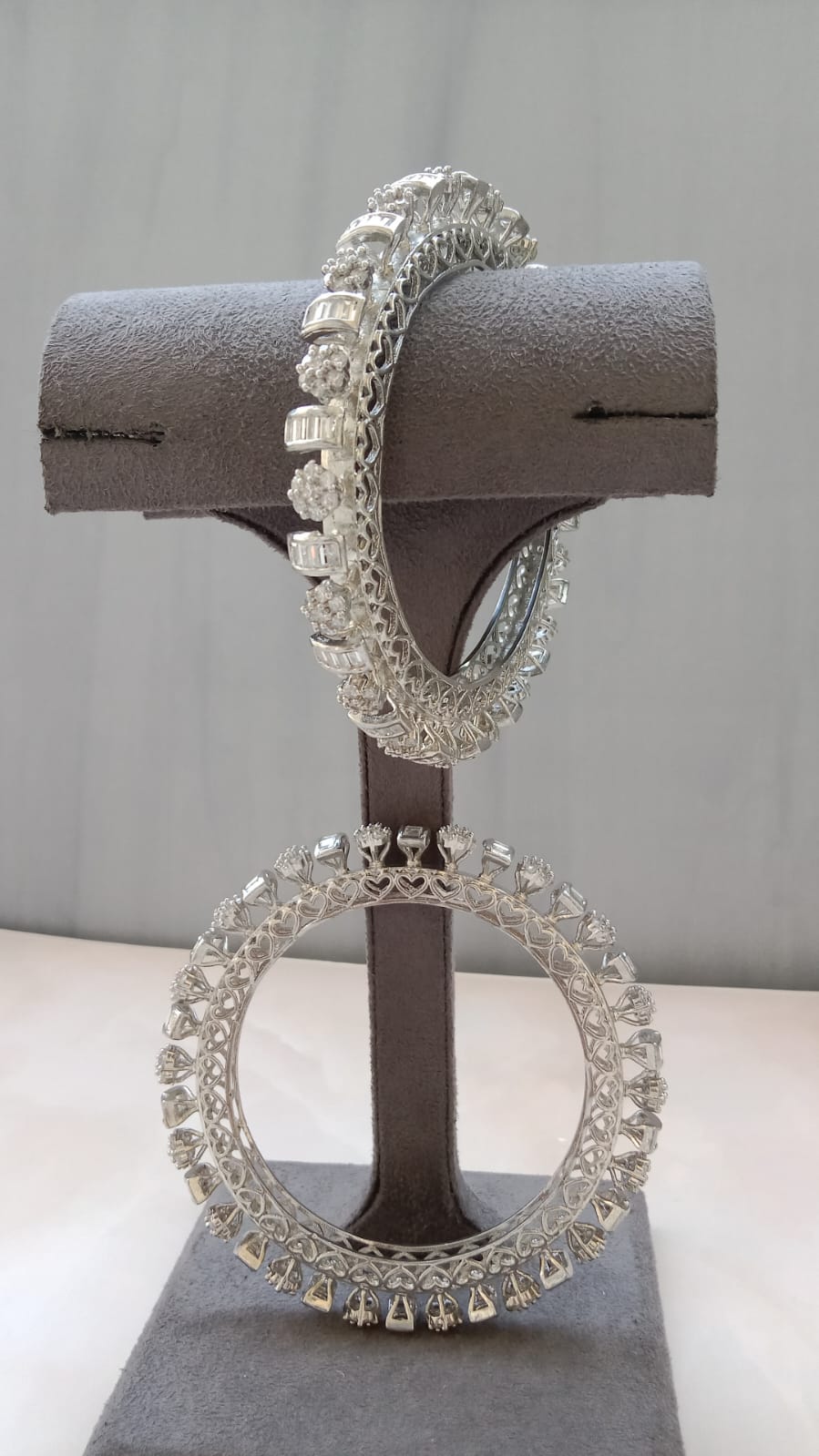 Silver Alloy Based Pacheli Bangle Rhodium Plating