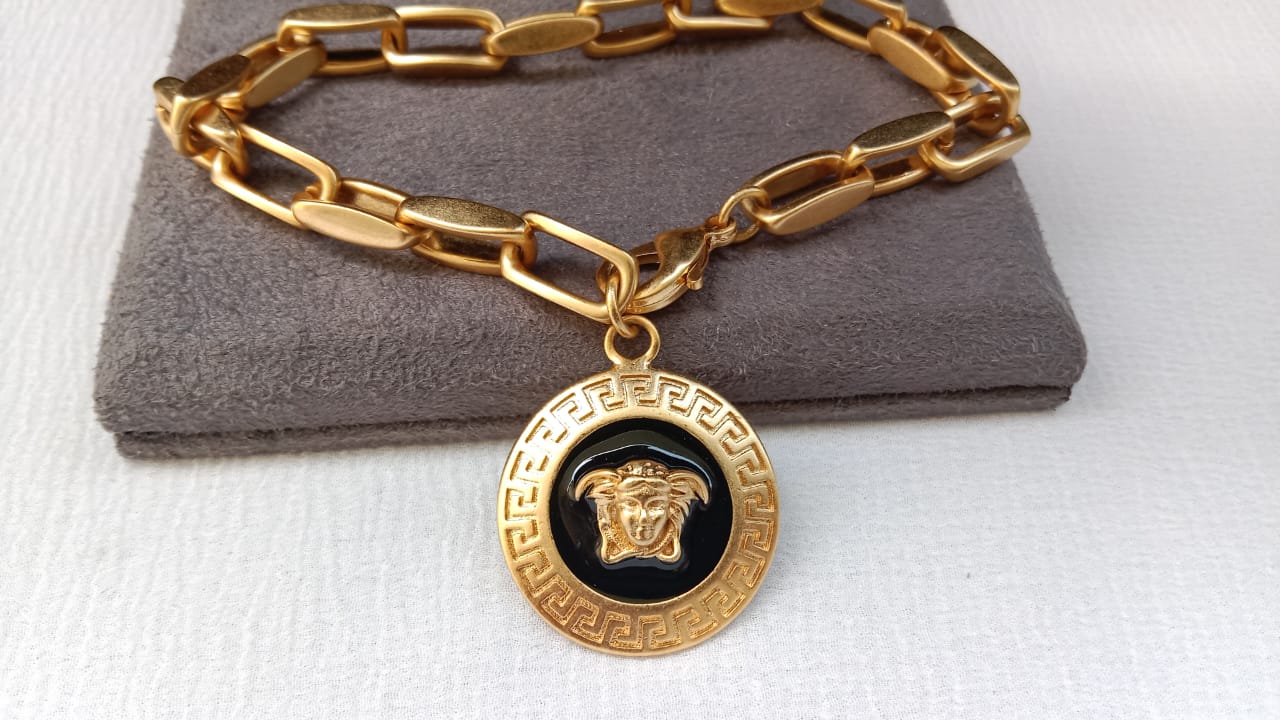 Bold Greek-Inspired Gold Plated Bracelet