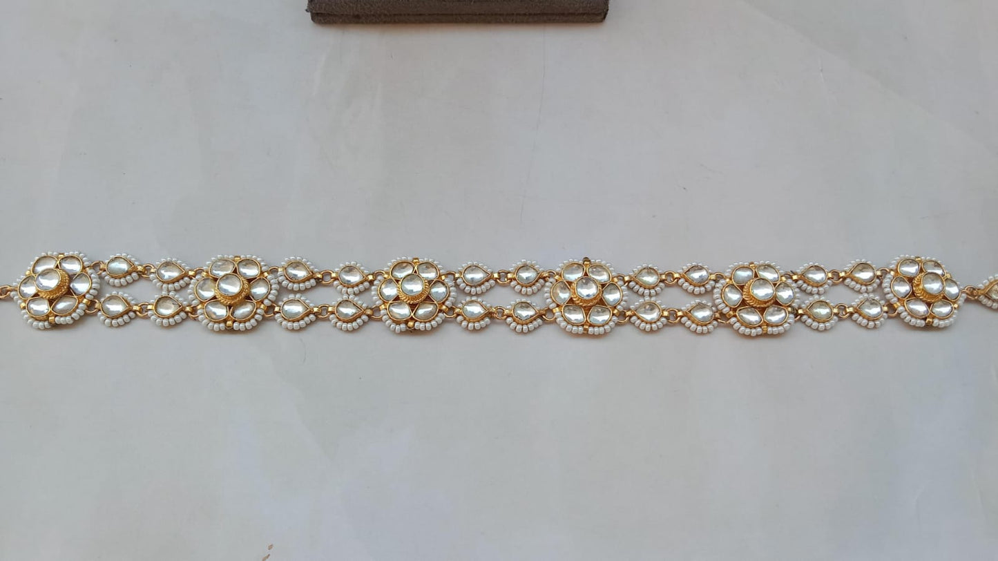 Gold Plated Kundan Floral Sheeshpatti