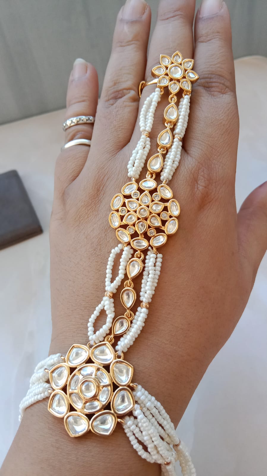 Gold plated Polki Kundan Haathphool