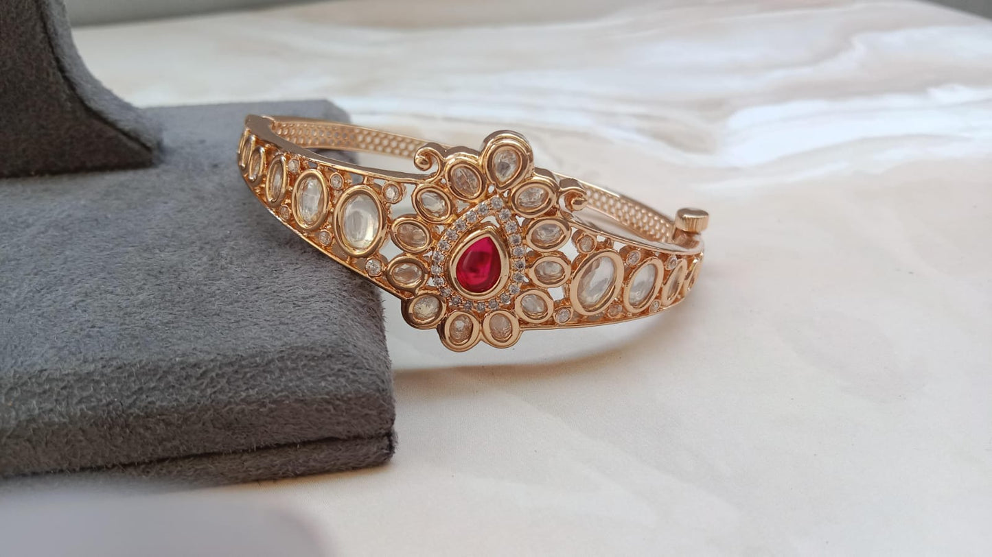 Polki Diamond Look Bracelet with Golden Plating