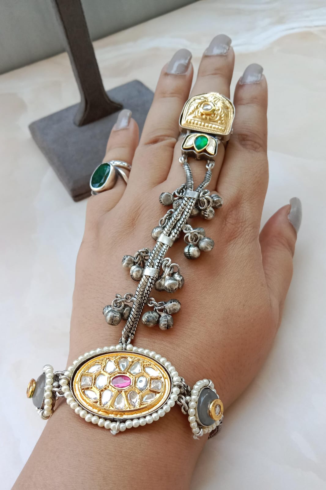 Silver Plated Ghunghroo Haathphool