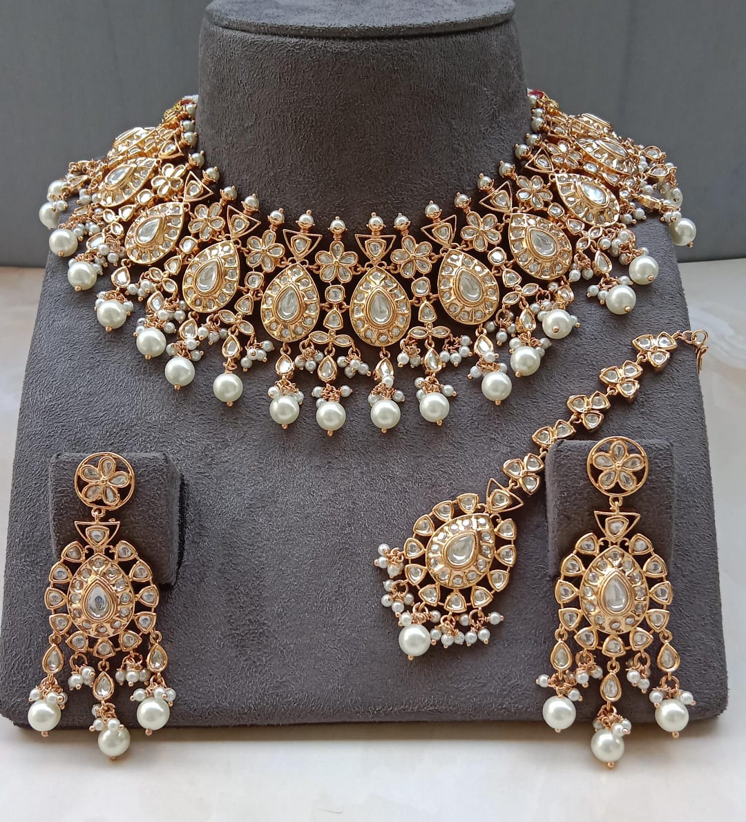 Polki Diamond Necklace Set