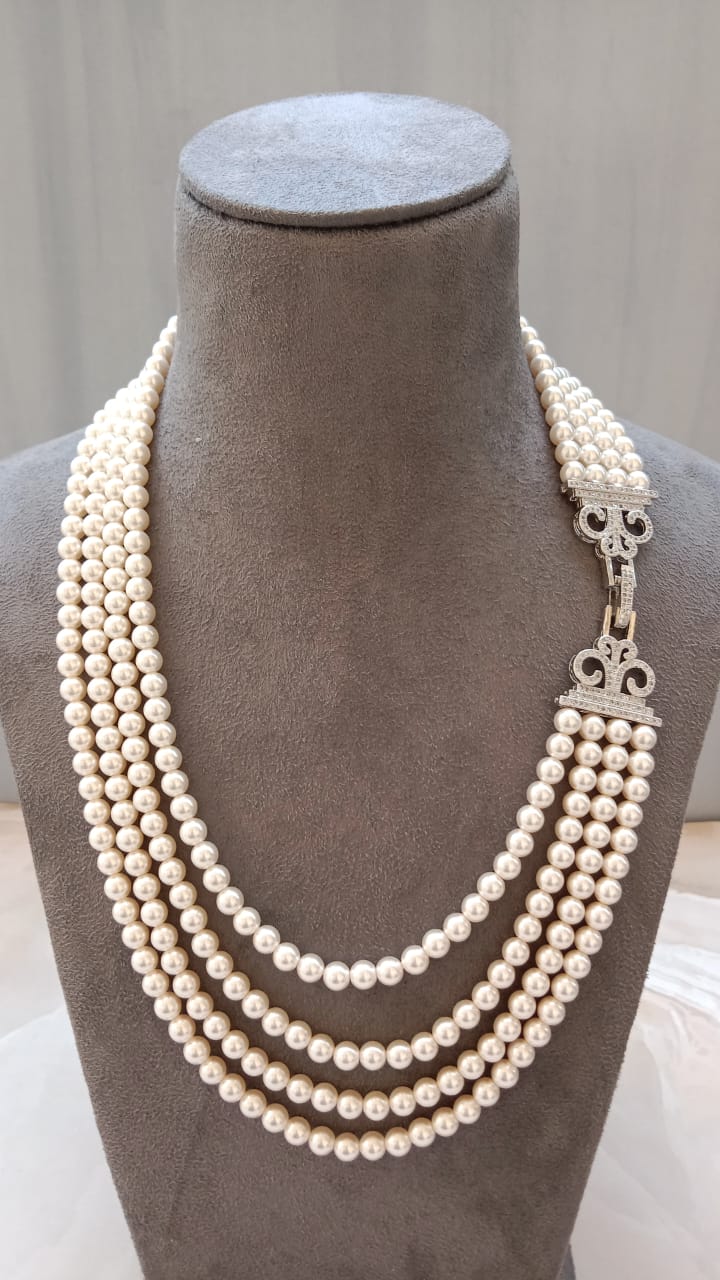 American Diamond Pearl Necklace