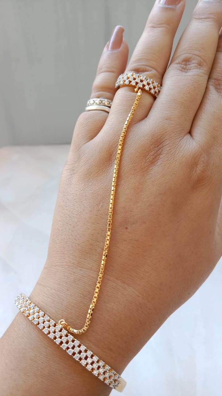 Gold Plated American Diamond Haathphool