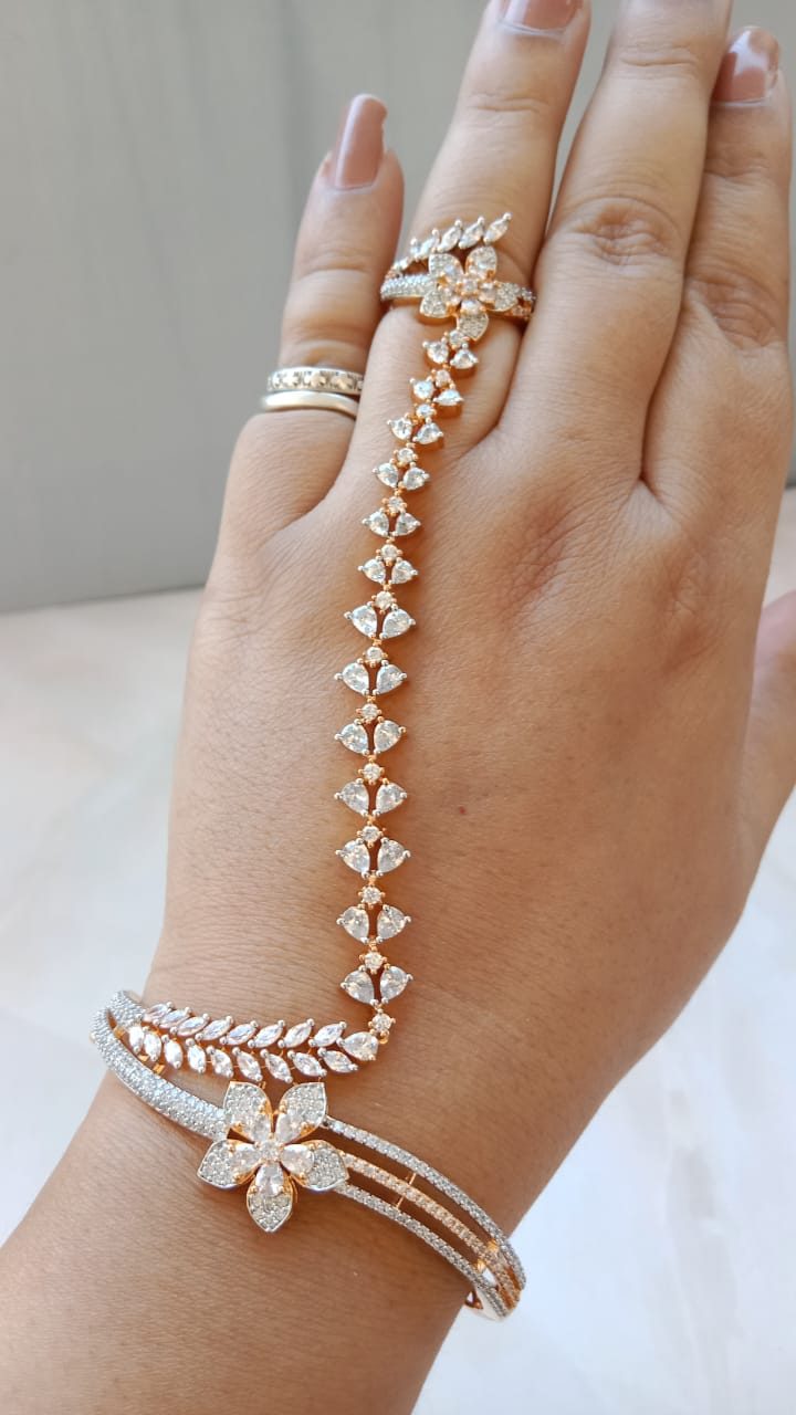 Gold plated American Diamond Haathphool