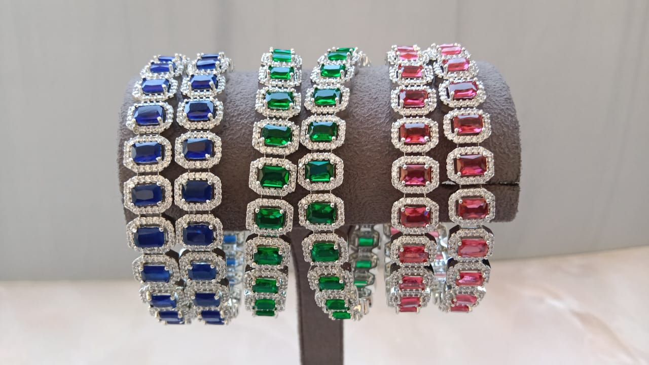 Rodium Pair of Bangle (Ruby)
