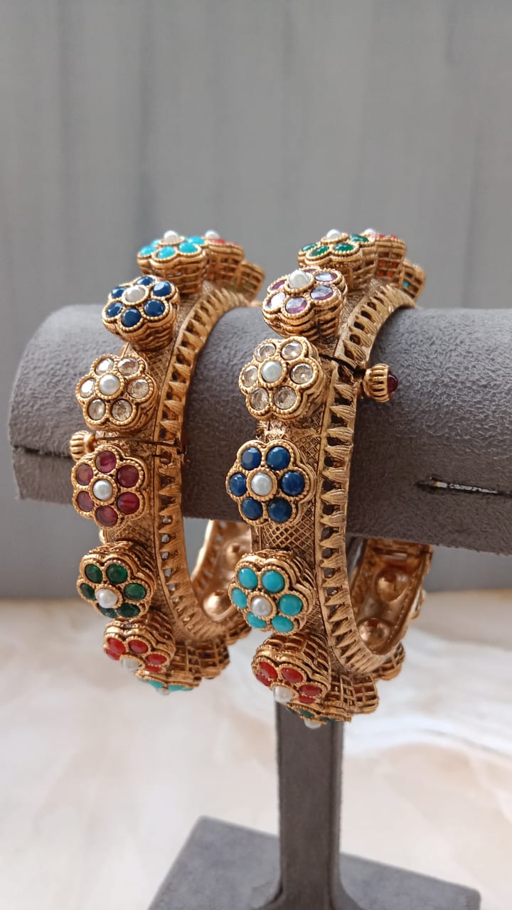 Navratan Polki Bangle