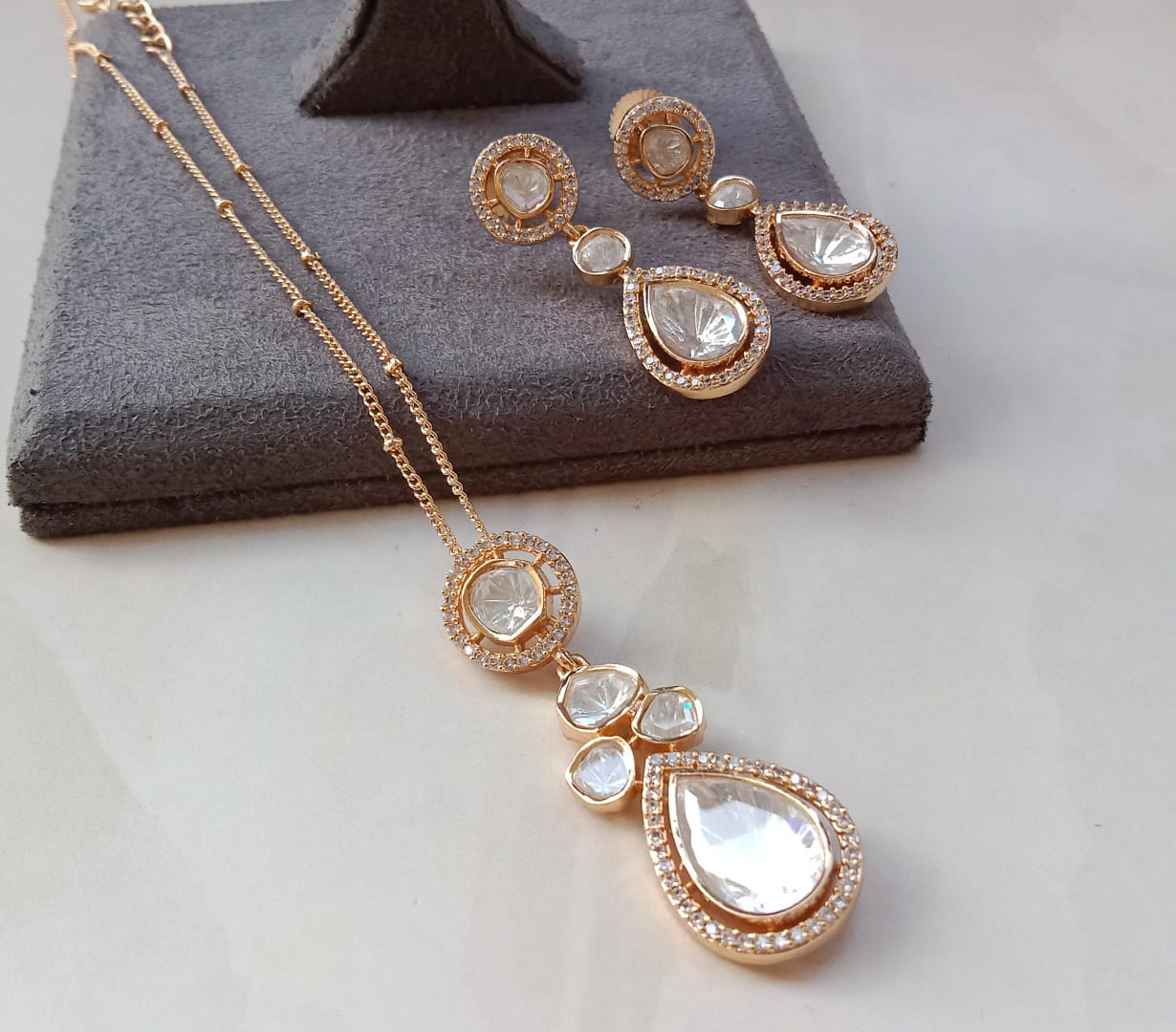 Polki Diamond Chain Pendent Set