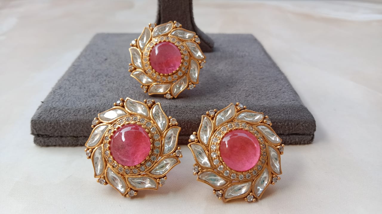 Combo of Pink Kundan Ring and Tops