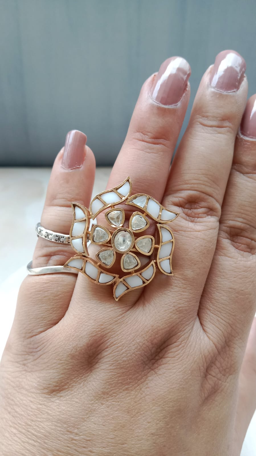 Gold plated Kundan Ring
