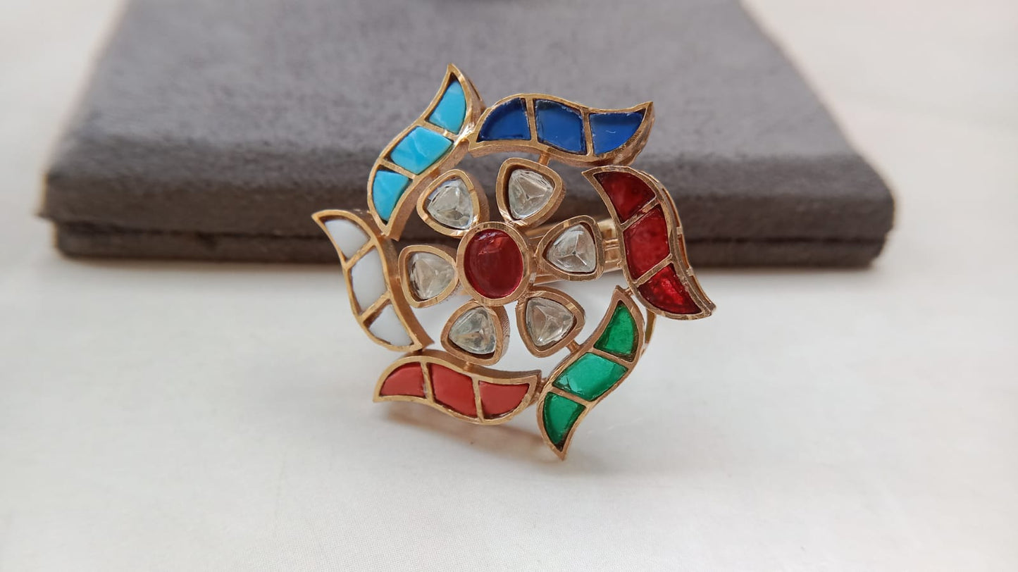 Gold plated Kundan Ring