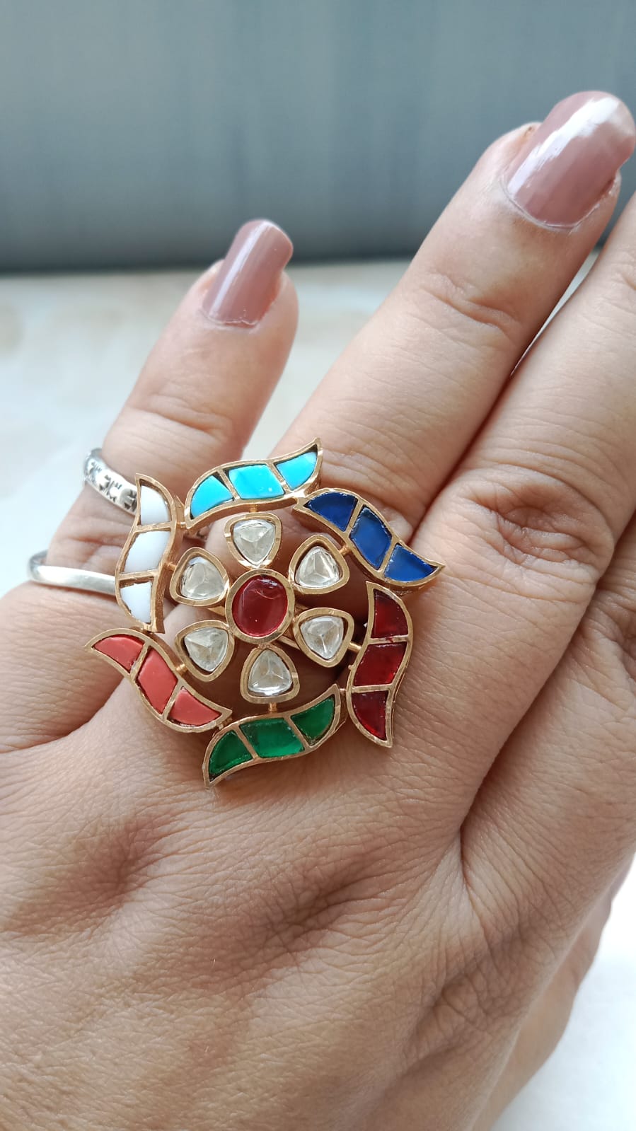 Gold plated Kundan Ring