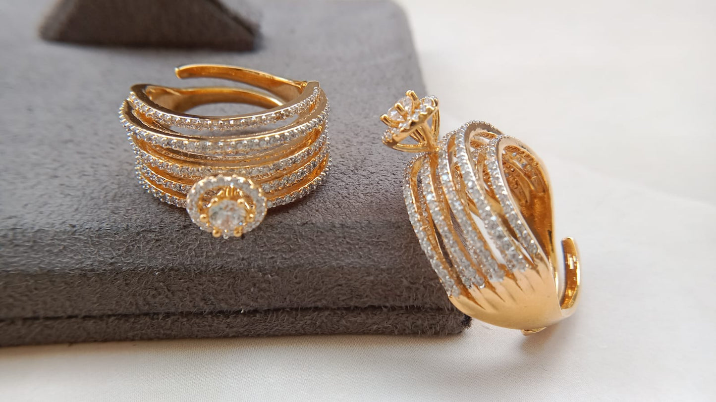 Rodium Plated Adjustable American Diamond Solitaire Ring – Perfect Fit & Timeless Elegance
